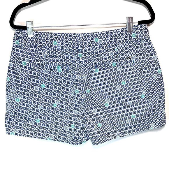 NWOT Vineyard Vines Blue Geometric Cotton Spandex Coastal Shorts Womens Sz 8 - Picture 3 of 4